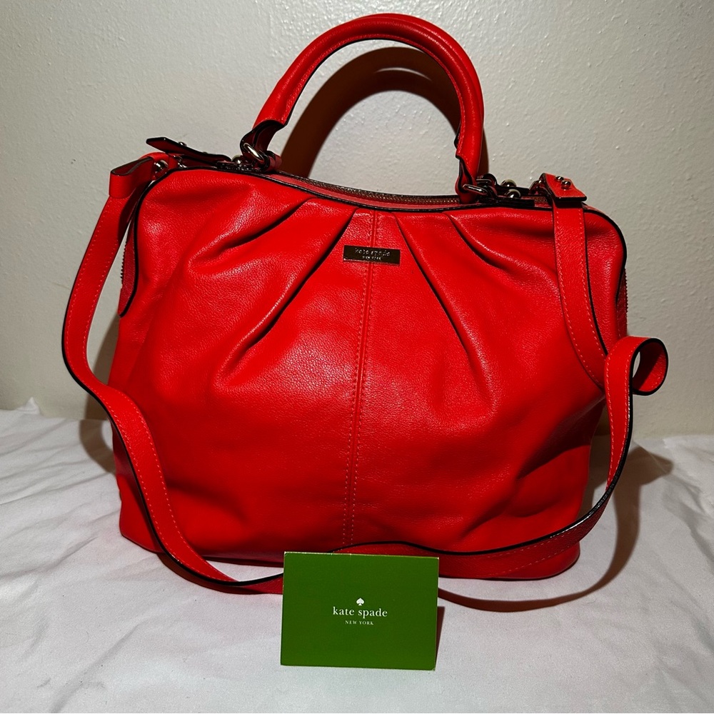 Kate Spade Leather Handbag- Camille Bag in Flame